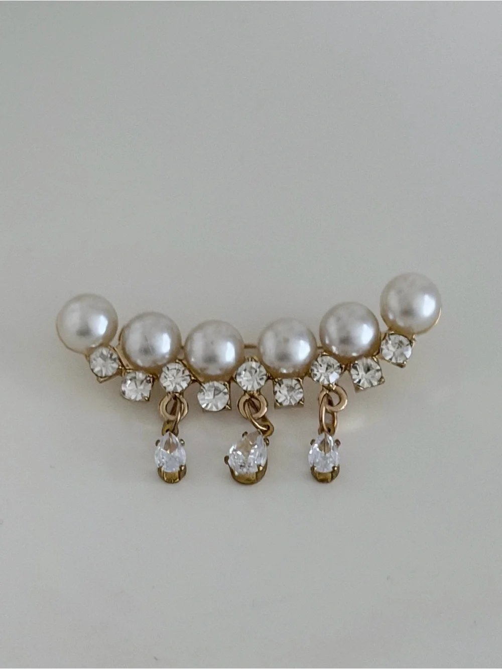 Rhinestone & Pearl Brooch